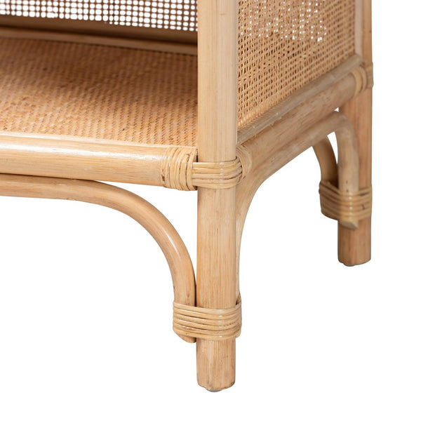 Baxton Studio bali Chusi Natural Rattan Decorative Shelf - Handwoven Boho Storage Unit for Living Room or Bedroom Chusi-Natural/Rattan-Shelf