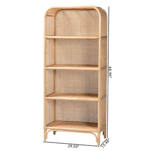 Baxton Studio bali Chusi Natural Rattan Decorative Shelf - Handwoven Boho Storage Unit for Living Room or Bedroom Chusi-Natural/Rattan-Shelf