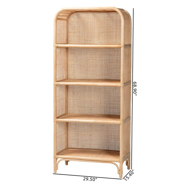 Baxton Studio bali Chusi Natural Rattan Decorative Shelf - Handwoven Boho Storage Unit for Living Room or Bedroom Chusi-Natural/Rattan-Shelf