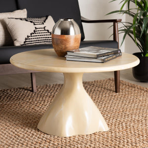 Baxton Studio bali Aponi Marbled Resin Coffee Table - Sculptural Modern Centerpiece for Contemporary Living Spaces Cream Aponi-Cream Marbled Resin-CT
