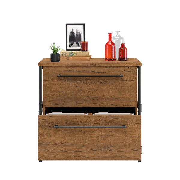 English Elm Lateral File Cabinet In Warm Oak Finish - Stylish, Durable Storage For Home Office & Workspace Solutions B356P367836