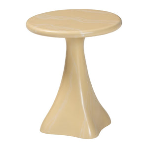 Baxton Studio bali Aponi Marbled Resin End Table - Sculptural Modern Accent Furniture for Stylish Living Spaces Cream Aponi-Cream Marbled Resin-ET