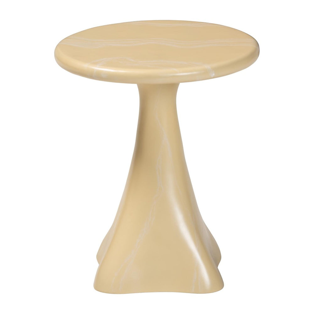 Baxton Studio bali Aponi Marbled Resin End Table - Sculptural Modern Accent Furniture for Stylish Living Spaces Cream Aponi-Cream Marbled Resin-ET