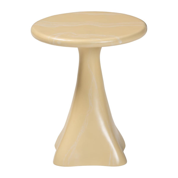 Baxton Studio bali Aponi Marbled Resin End Table - Sculptural Modern Accent Furniture for Stylish Living Spaces Cream Aponi-Cream Marbled Resin-ET