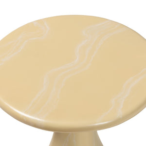 Baxton Studio bali Aponi Marbled Resin End Table - Sculptural Modern Accent Furniture for Stylish Living Spaces Cream Aponi-Cream Marbled Resin-ET