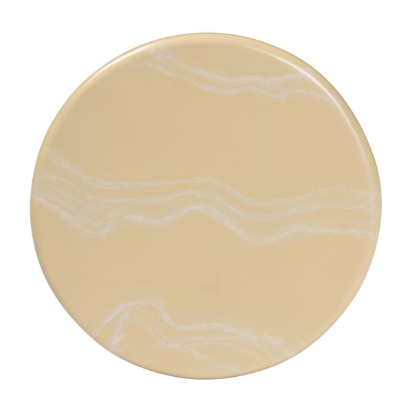 Baxton Studio bali Aponi Marbled Resin End Table - Sculptural Modern Accent Furniture for Stylish Living Spaces Cream Aponi-Cream Marbled Resin-ET