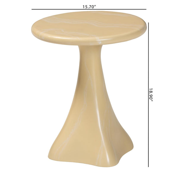 Baxton Studio bali Aponi Marbled Resin End Table - Sculptural Modern Accent Furniture for Stylish Living Spaces Cream Aponi-Cream Marbled Resin-ET
