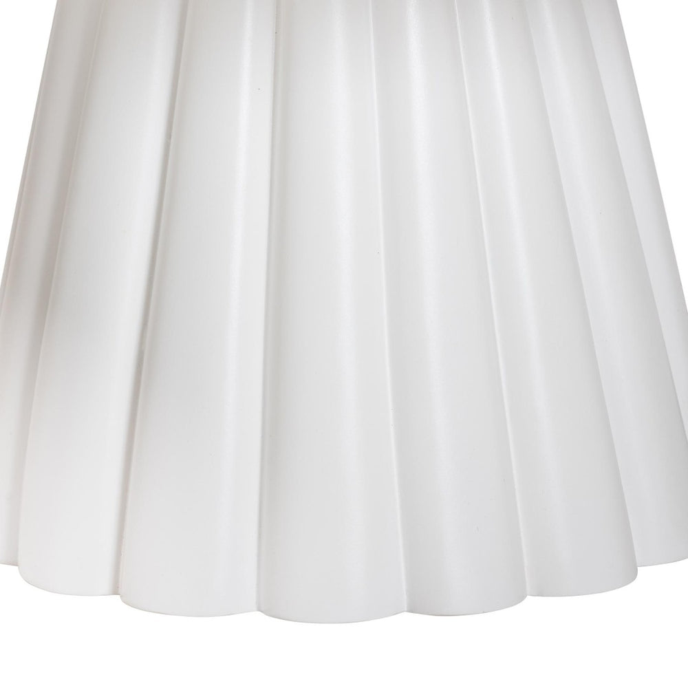 Baxton Studio bali Parvana Round Coffee Table - Modern Fluted Pedestal Base, Durable White Resin Accent Piece Parvana-White Resin-CT