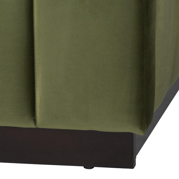 Baxton Studio Baxton Studio Granger Velvet Bed - Modern Low Profile Frame with Channel Tufted Headboard, Queen Size BBT61347-Moss Green Velvet/Wenge-Queen