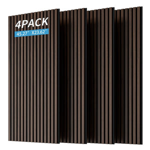 English Elm Wood Slat Acoustic Wall Panels Set of 4 Fluted Mdf for Living Room or Studio Walnut W347P317959