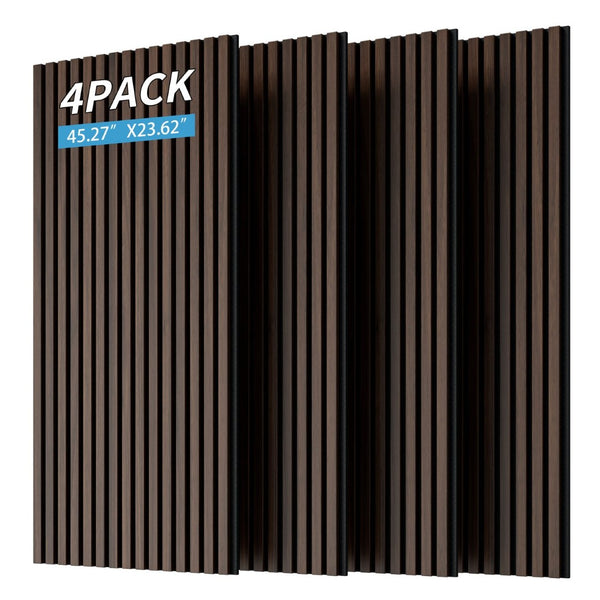English Elm Wood Slat Acoustic Wall Panels Set of 4 Fluted Mdf for Living Room or Studio Walnut W347P317959