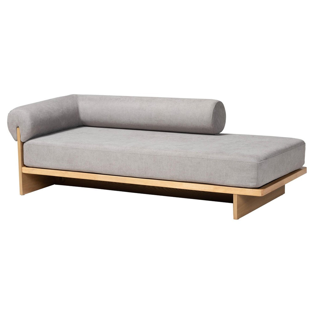Baxton Studio Baxton Studio Bertille Left-Arm Chaise Lounge – Stylish Japandi Sofa Daybed with Plush Grey Cushion BBT8086-RB08-30 Grey/Oak-Chaise