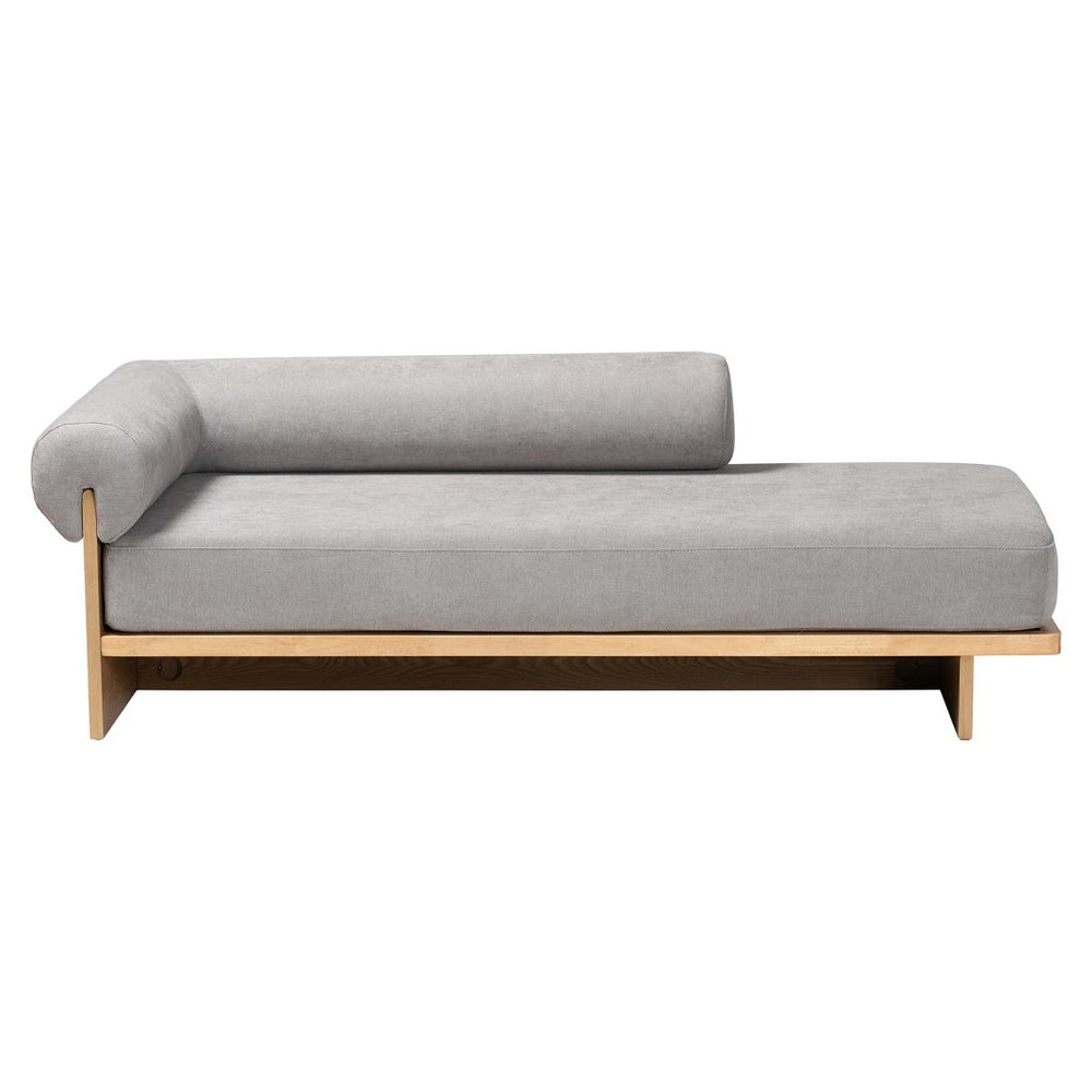 Baxton Studio Baxton Studio Bertille Left-Arm Chaise Lounge – Stylish Japandi Sofa Daybed with Plush Grey Cushion BBT8086-RB08-30 Grey/Oak-Chaise