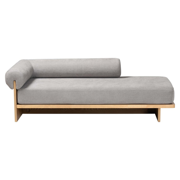 Baxton Studio Baxton Studio Bertille Left-Arm Chaise Lounge – Stylish Japandi Sofa Daybed with Plush Grey Cushion BBT8086-RB08-30 Grey/Oak-Chaise