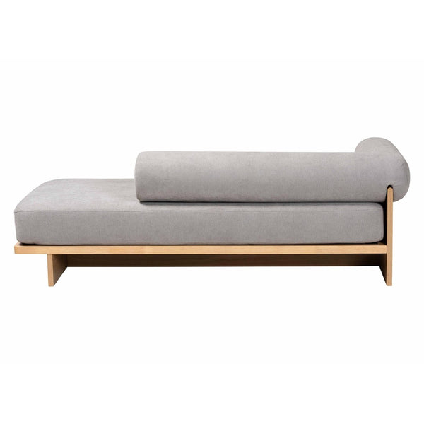 Baxton Studio Baxton Studio Bertille Left-Arm Chaise Lounge – Stylish Japandi Sofa Daybed with Plush Grey Cushion BBT8086-RB08-30 Grey/Oak-Chaise