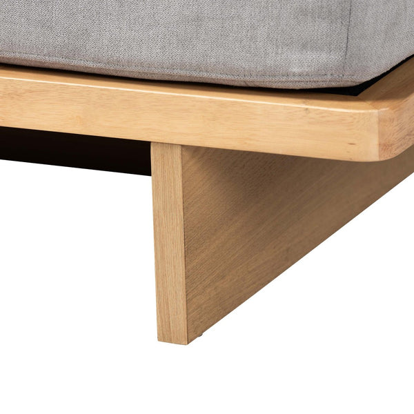 Baxton Studio Baxton Studio Bertille Left-Arm Chaise Lounge – Stylish Japandi Sofa Daybed with Plush Grey Cushion BBT8086-RB08-30 Grey/Oak-Chaise