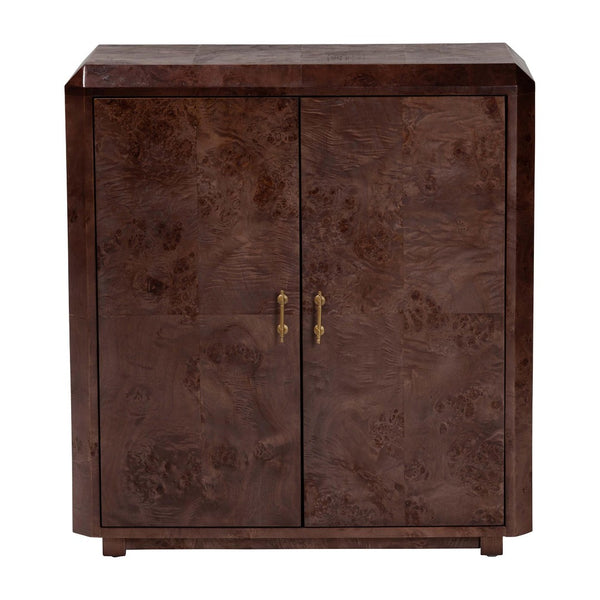 Baxton Studio bali Valora Elegant Real Burl Wood Storage Cabinet - Modern Double Door Sideboard for Your Home Decor SVN-1308B-Dark Walnut-Nebu-2DR-Cabinet