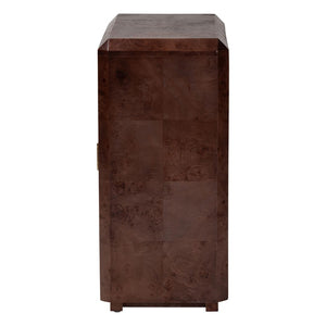 Baxton Studio bali Valora Elegant Real Burl Wood Storage Cabinet - Modern Double Door Sideboard for Your Home Decor SVN-1308B-Dark Walnut-Nebu-2DR-Cabinet