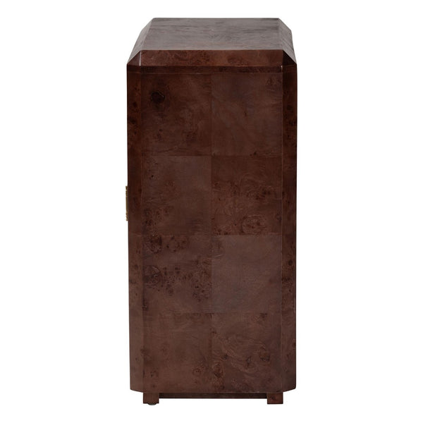 Baxton Studio bali Valora Elegant Real Burl Wood Storage Cabinet - Modern Double Door Sideboard for Your Home Decor SVN-1308B-Dark Walnut-Nebu-2DR-Cabinet