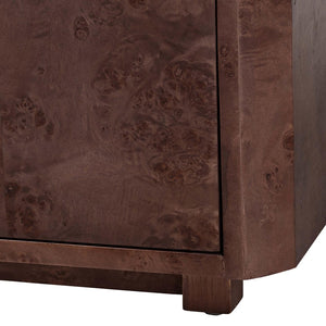 Baxton Studio bali Valora Elegant Real Burl Wood Storage Cabinet - Modern Double Door Sideboard for Your Home Decor SVN-1308B-Dark Walnut-Nebu-2DR-Cabinet