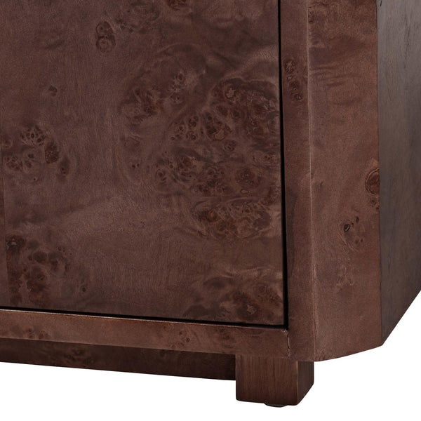Baxton Studio bali Valora Elegant Real Burl Wood Storage Cabinet - Modern Double Door Sideboard for Your Home Decor SVN-1308B-Dark Walnut-Nebu-2DR-Cabinet