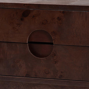 Baxton Studio Bali Kayla Modern Burl Wood Nightstand In Dark Walnut - Unique Bedside Table With Two Drawers Dark Walnut Frame, Burl Wood Veneer + Mdf,Mindi Wood Legs,Plywood(Drawers) Svn-1152-dark Walnut Op1-kayla-ns