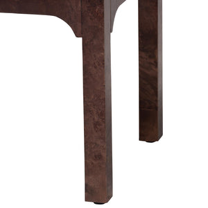 Baxton Studio Bali Kayla Modern Burl Wood Nightstand In Dark Walnut - Unique Bedside Table With Two Drawers Dark Walnut Frame, Burl Wood Veneer + Mdf,Mindi Wood Legs,Plywood(Drawers) Svn-1152-dark Walnut Op1-kayla-ns
