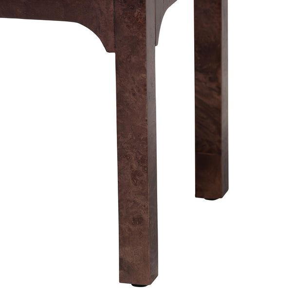 Baxton Studio Bali Kayla Modern Burl Wood Nightstand In Dark Walnut - Unique Bedside Table With Two Drawers Dark Walnut Frame, Burl Wood Veneer + Mdf,Mindi Wood Legs,Plywood(Drawers) Svn-1152-dark Walnut Op1-kayla-ns