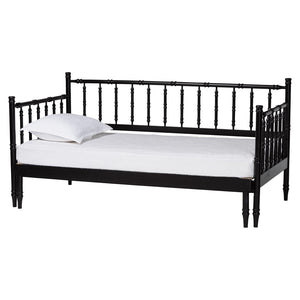 Baxton Studio Baxton Studio Marisela Expandable Daybed - Twin to King Versatile Wood Frame with Elegant Spindle Design MG0246-4-Black-Twin to King-Daybed