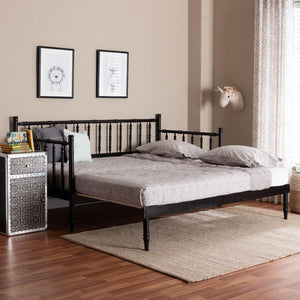 Baxton Studio Baxton Studio Marisela Expandable Daybed - Twin to King Versatile Wood Frame with Elegant Spindle Design MG0246-4-Black-Twin to King-Daybed