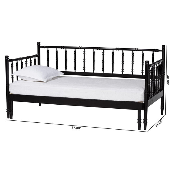 Baxton Studio Baxton Studio Marisela Expandable Daybed - Twin to King Versatile Wood Frame with Elegant Spindle Design MG0246-4-Black-Twin to King-Daybed