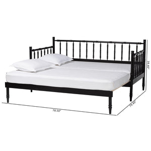 Baxton Studio Baxton Studio Marisela Expandable Daybed - Twin to King Versatile Wood Frame with Elegant Spindle Design MG0246-4-Black-Twin to King-Daybed