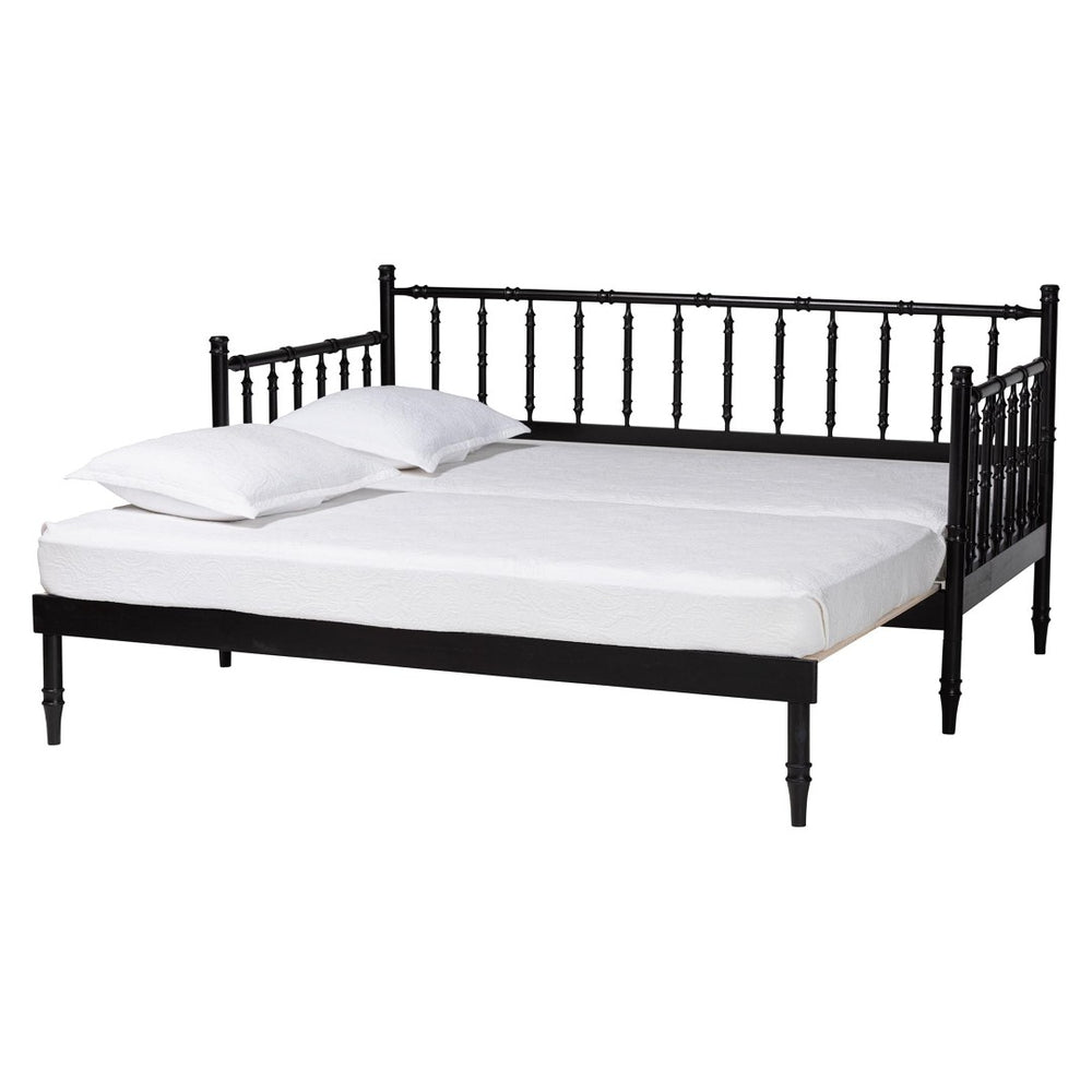 Baxton Studio Baxton Studio Marisela Expandable Daybed - Twin to King Versatile Wood Frame with Elegant Spindle Design MG0246-4-Black-Twin to King-Daybed