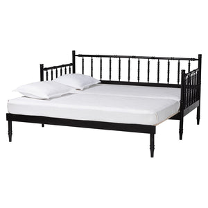 Baxton Studio Baxton Studio Marisela Expandable Daybed - Twin to King Versatile Wood Frame with Elegant Spindle Design MG0246-4-Black-Twin to King-Daybed