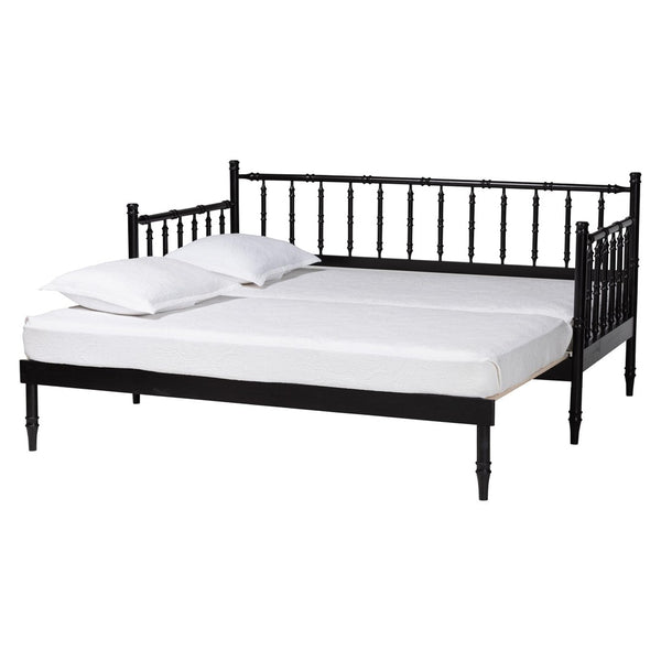 Baxton Studio Baxton Studio Marisela Expandable Daybed - Twin to King Versatile Wood Frame with Elegant Spindle Design MG0246-4-Black-Twin to King-Daybed