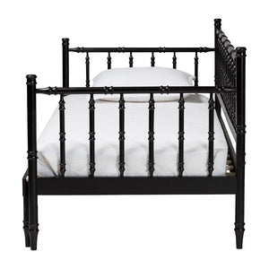 Baxton Studio Baxton Studio Marisela Expandable Daybed - Twin to King Versatile Wood Frame with Elegant Spindle Design MG0246-4-Black-Twin to King-Daybed