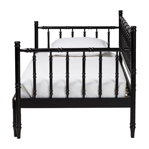 Baxton Studio Baxton Studio Marisela Expandable Daybed - Twin to King Versatile Wood Frame with Elegant Spindle Design MG0246-4-Black-Twin to King-Daybed