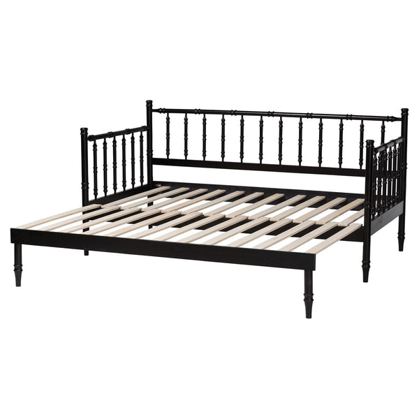 Baxton Studio Baxton Studio Marisela Expandable Daybed - Twin to King Versatile Wood Frame with Elegant Spindle Design MG0246-4-Black-Twin to King-Daybed