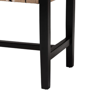 Baxton Studio bali Prita Handcrafted Woven Paper Loom Bench with Mahogany Frame – Stylish Accent for Any Space Black BNCH-1-BK Wood/BR Loom-Bench