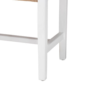 Baxton Studio bali Prita Handcrafted Woven Paper Loom Bench with Mahogany Frame – Stylish Accent for Any Space White BNCH-1-WH Wood/BR Loom-Bench