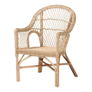 Baxton Studio bali Zaira Modern Bohemian Rattan Arm Chair - Handcrafted Comfort with Unique Artisan Detail Zaira-Version2-Rattan-AC