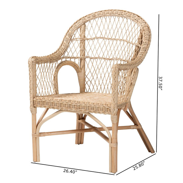 Baxton Studio bali Zaira Modern Bohemian Rattan Arm Chair - Handcrafted Comfort with Unique Artisan Detail Zaira-Version2-Rattan-AC