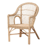 bali Zaira Modern Bohemian Natural Rattan Arm Chair - Handcrafted Comfort for Stylish Interiors