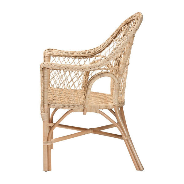 Baxton Studio bali Zaira Modern Bohemian Rattan Arm Chair - Handcrafted Comfort with Unique Artisan Detail Zaira-Version2-Rattan-AC