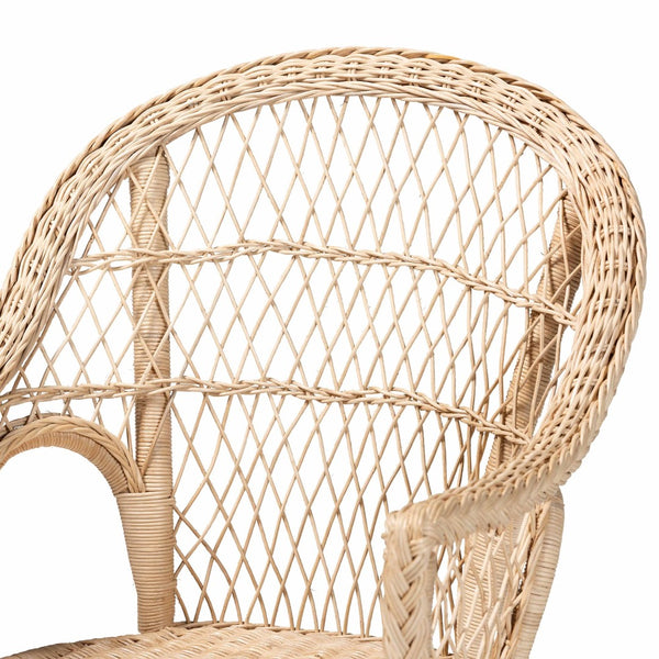 Baxton Studio bali Zaira Modern Bohemian Rattan Arm Chair - Handcrafted Comfort with Unique Artisan Detail Zaira-Version2-Rattan-AC