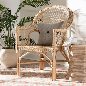 Baxton Studio bali Zaira Modern Bohemian Rattan Arm Chair - Handcrafted Comfort with Unique Artisan Detail Zaira-Version2-Rattan-AC