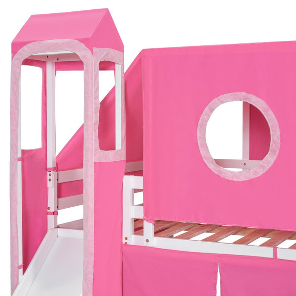English Elm Full Size Castle Loft Bed with Tent Canopy and Tower for Kids Playroom LT000569AAH-1
