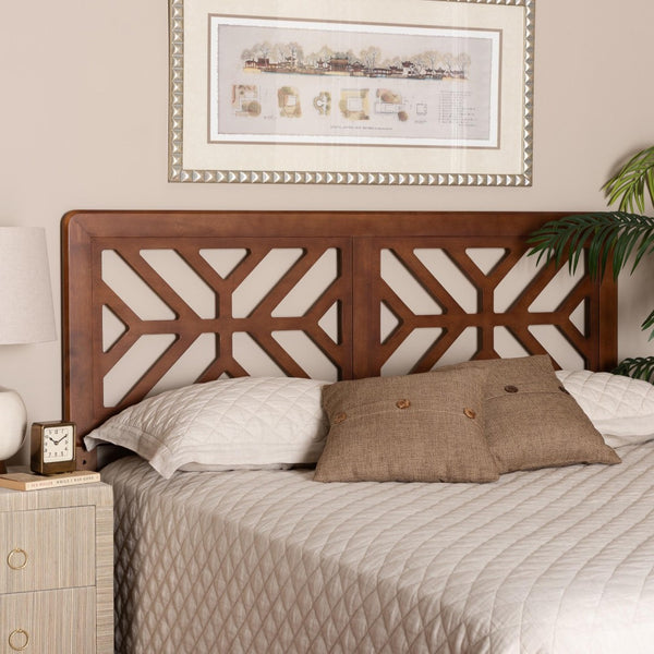 Baxton Studio Baxton Studio Kalare Adjustable Geometric Wood Headboard - Modern Accent for Full Bed Frames, Stylish Design MG9809-Walnut-HB-Full