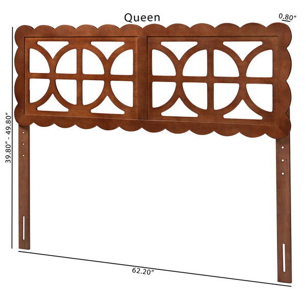 Baxton Studio Baxton Studio Nansen Wood Headboard - Coastal Modern Design with Adjustable Height & Scalloped Frame Queen, Walnut MG9811-1-Walnut-HB-Queen
