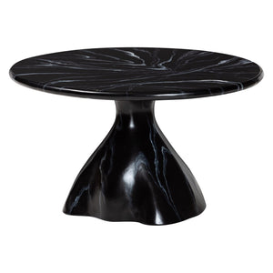 Baxton Studio bali Aponi Marbled Resin Coffee Table - Sculptural Modern Centerpiece for Contemporary Living Spaces Black Aponi-Black Marbled Resin-CT